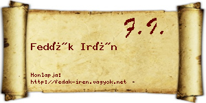 Fedák Irén névjegykártya